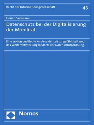 cover image of Datenschutz bei der Digitalisierung der Mobilität